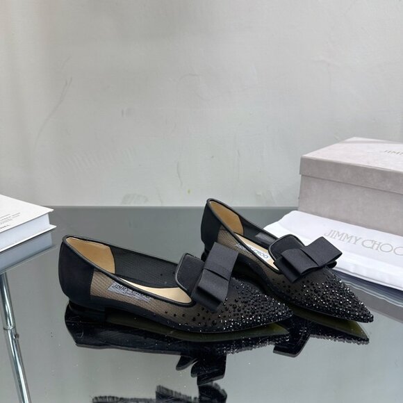 Jimmy Choo2022ss new spring and summer mesh hot diamond series flat shoes - Picture 2 of 9